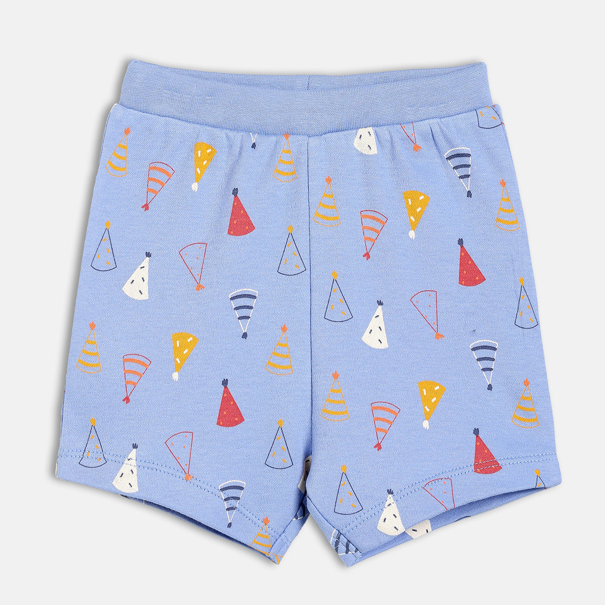 Solid & Cap Printed Shorts - Blue & Red