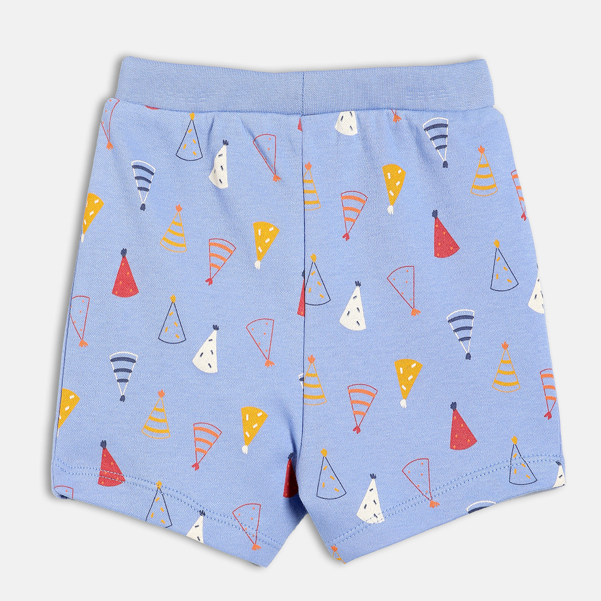 Solid & Cap Printed Shorts - Blue & Red