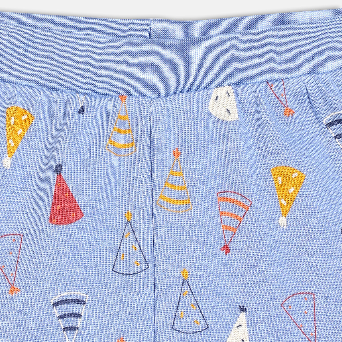 Solid & Cap Printed Shorts - Blue & Red
