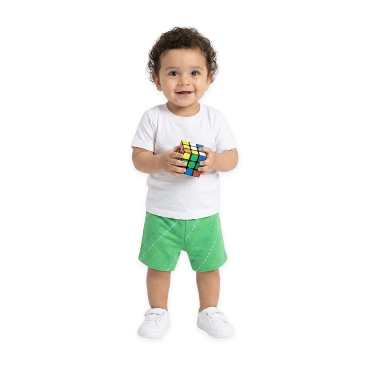 Boys White/Green Shorts