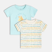 Boys White/Blue Short Sleeve T-Shirt