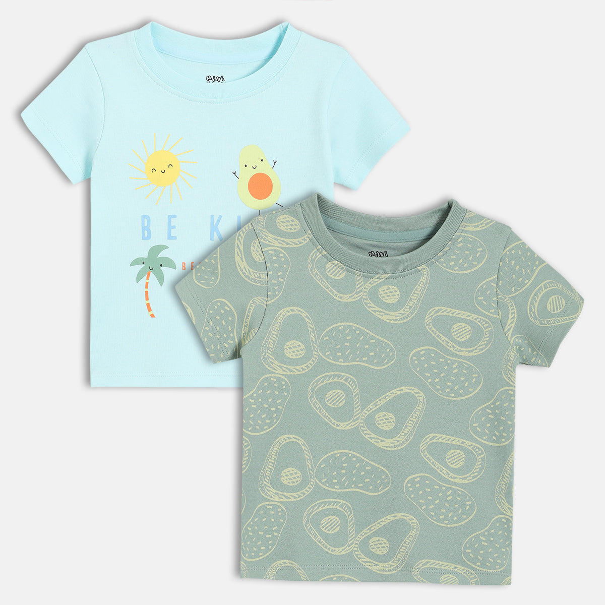 Baby Boys Graphic And All Over Print T-Shirt Pack Of 2, Blue And Green