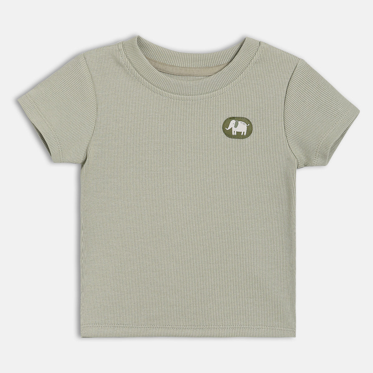 Baby Boys Sage Green and White Cotton Animal Printed and Appliqué T-Shirts Pack of 2 Regular Fit Casual Wear