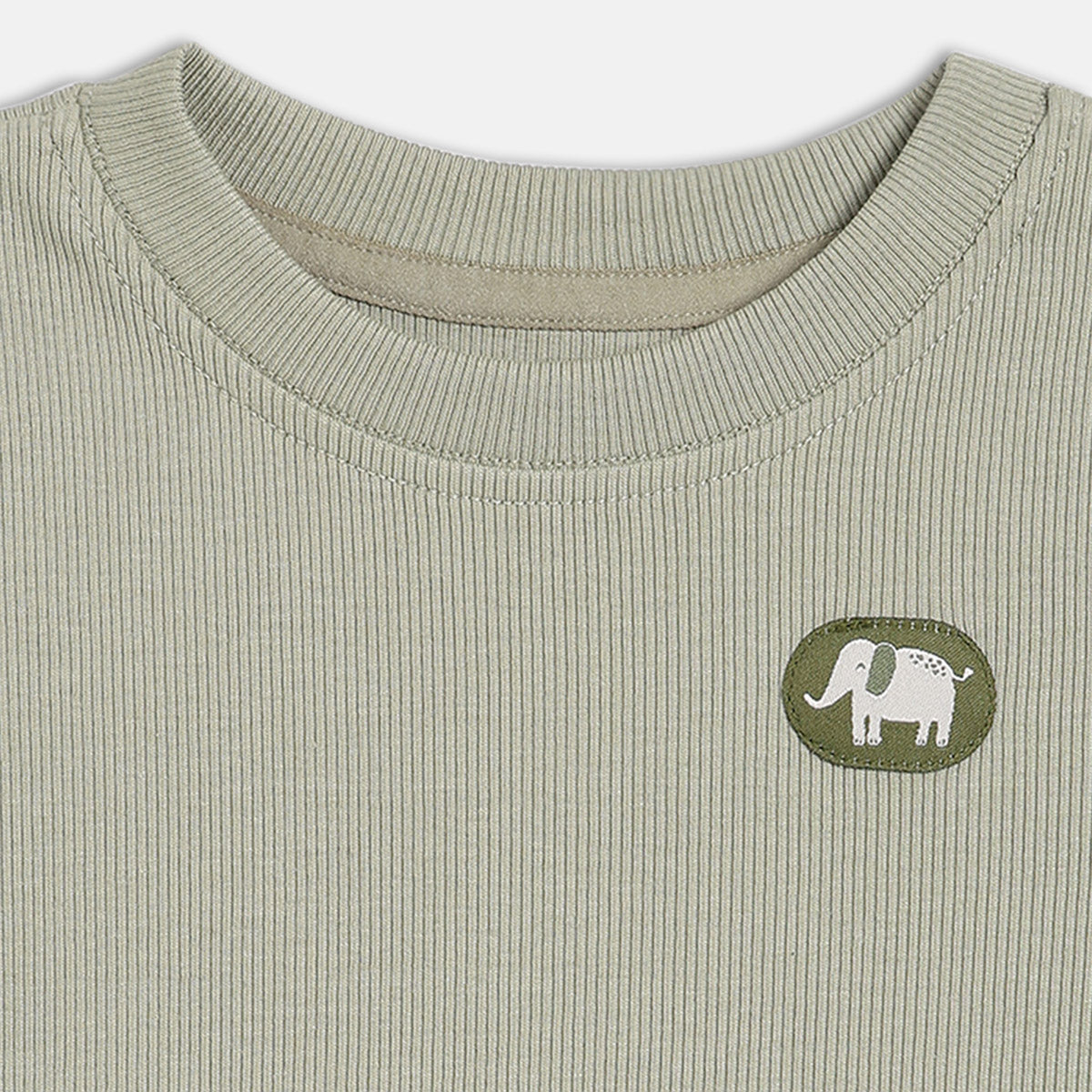 Baby Boys Sage Green and White Cotton Animal Printed and Appliqué T-Shirts Pack of 2 Regular Fit Casual Wear