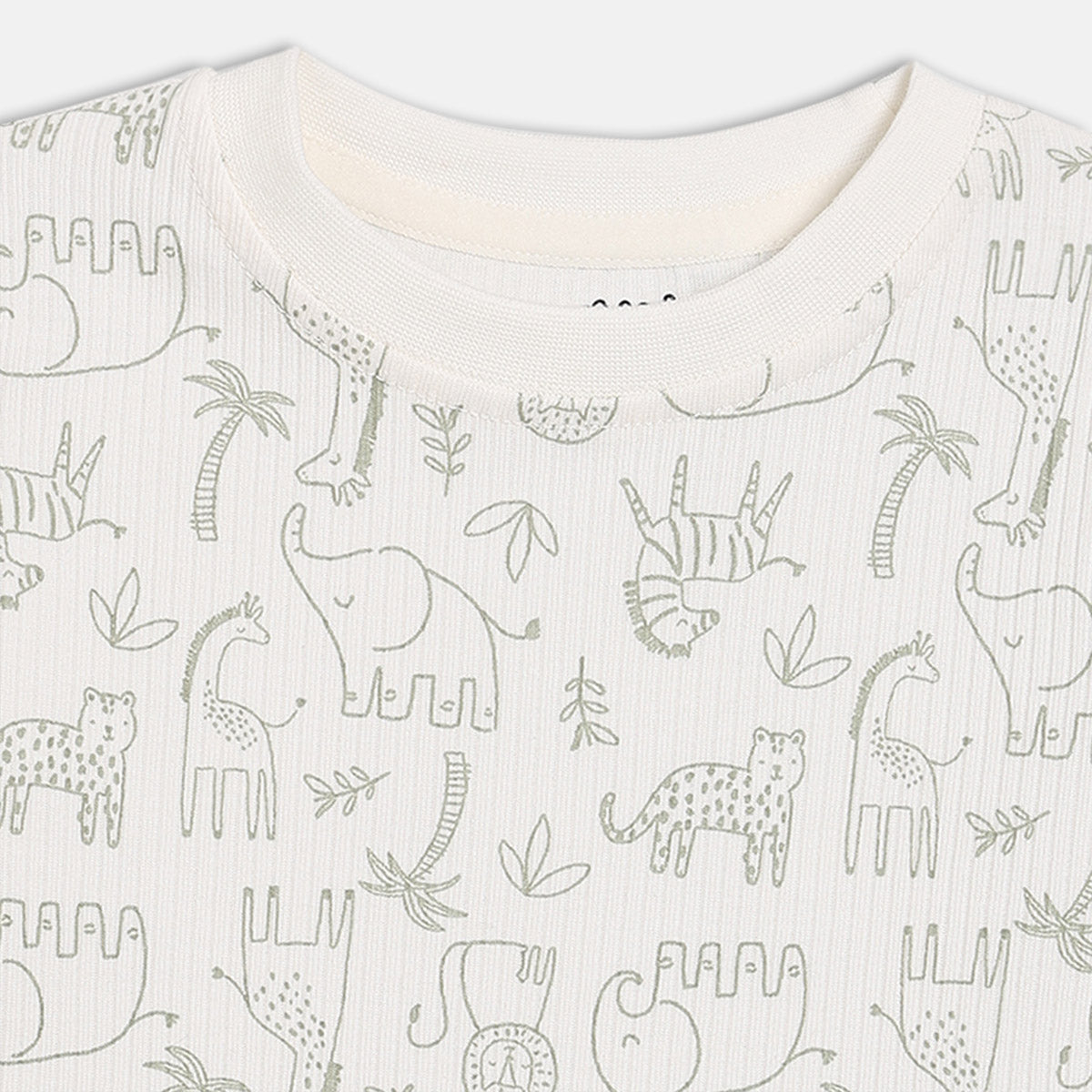Baby Boys Sage Green and White Cotton Animal Printed and Appliqué T-Shirts Pack of 2 Regular Fit Casual Wear