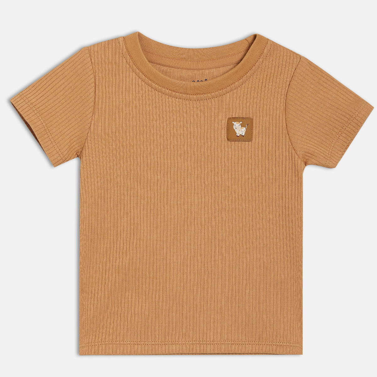 Baby Boys White and Camel Brown Cotton Farm Animal Printed and Appliqué T-Shirts Pack of 2 Regular Fit Casual Wear