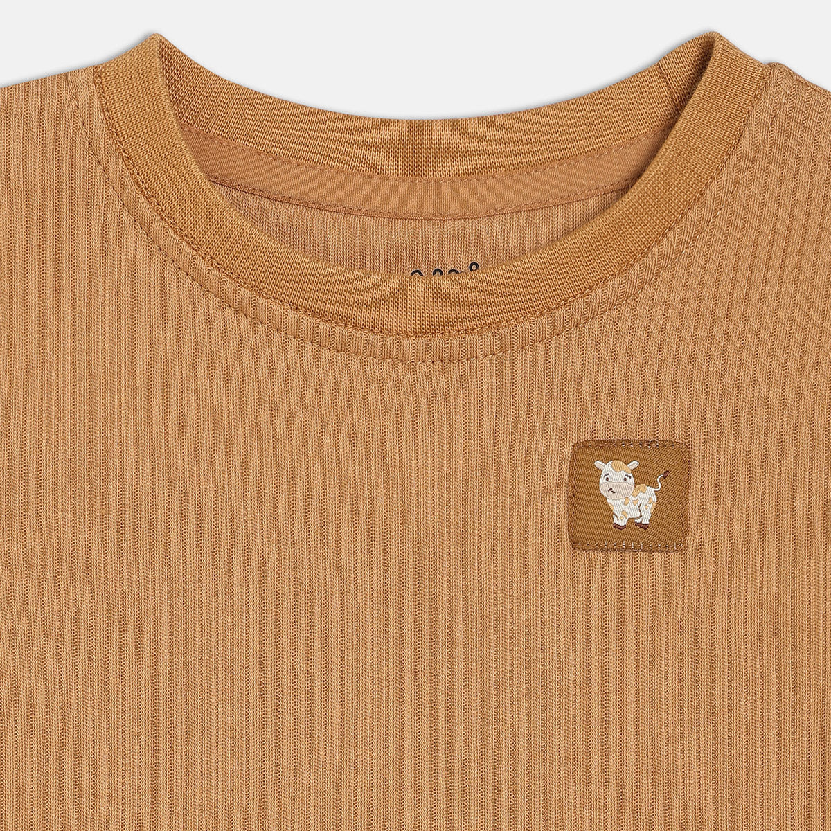 Baby Boys White and Camel Brown Cotton Farm Animal Printed and Appliqué T-Shirts Pack of 2 Regular Fit Casual Wear