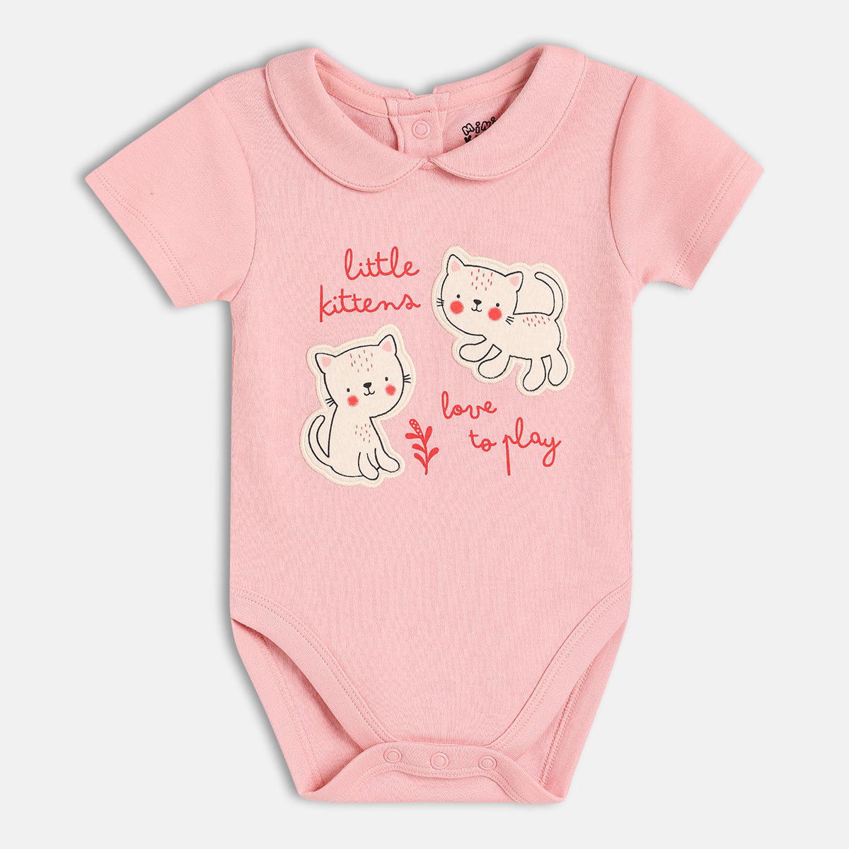 Baby Girls Little Kitten Printed Bodysuit Pack Of 2, Pink And Cream
