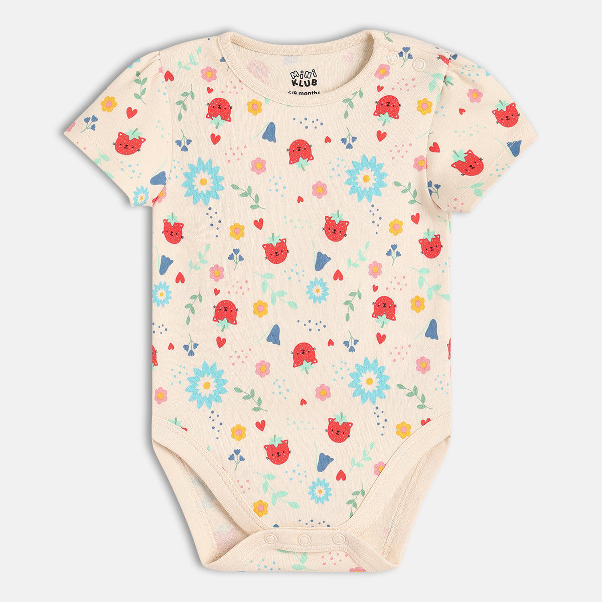 Baby Girls Little Kitten Printed Bodysuit Pack Of 2, Pink And Cream