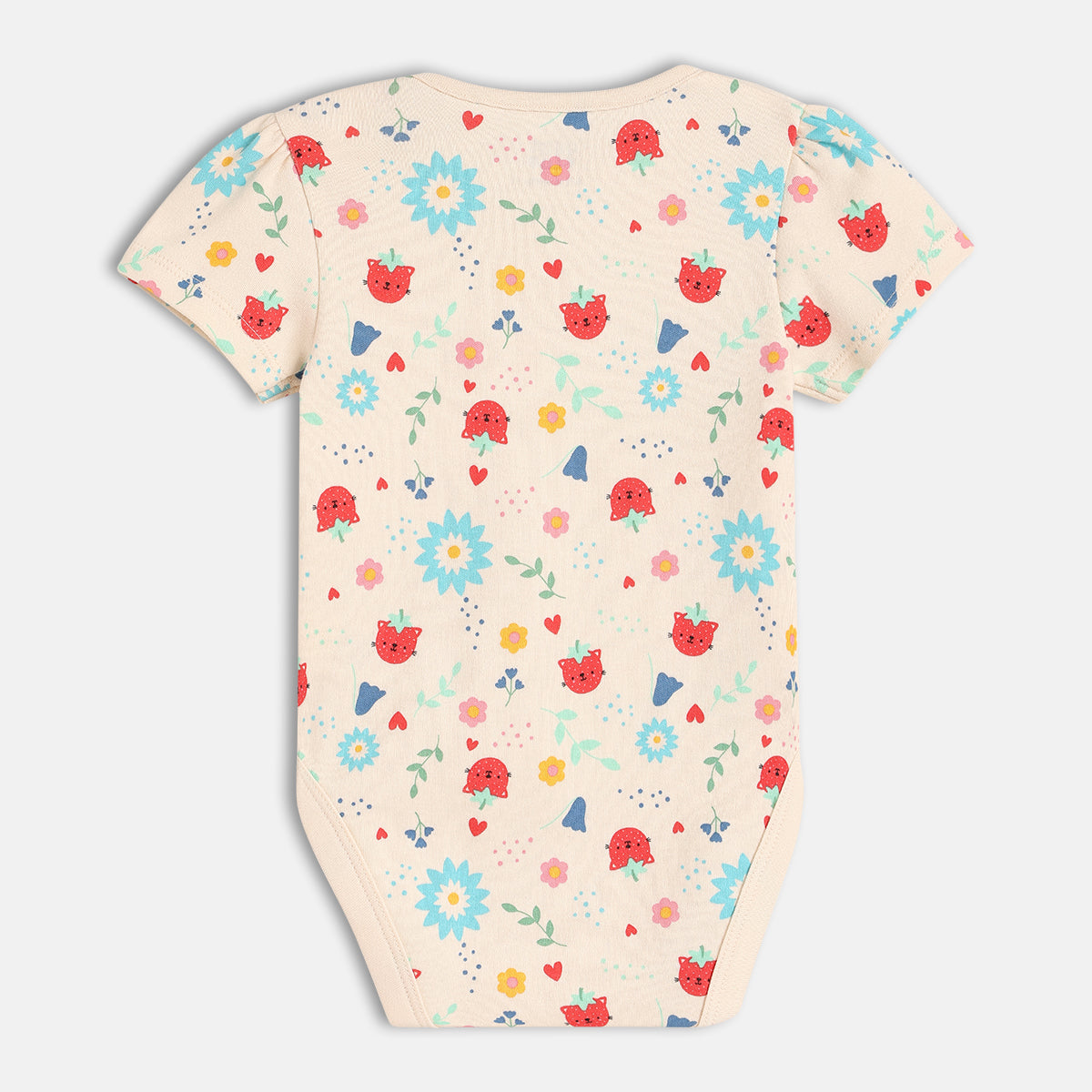 Baby Girls Little Kitten Printed Bodysuit Pack Of 2, Pink And Cream