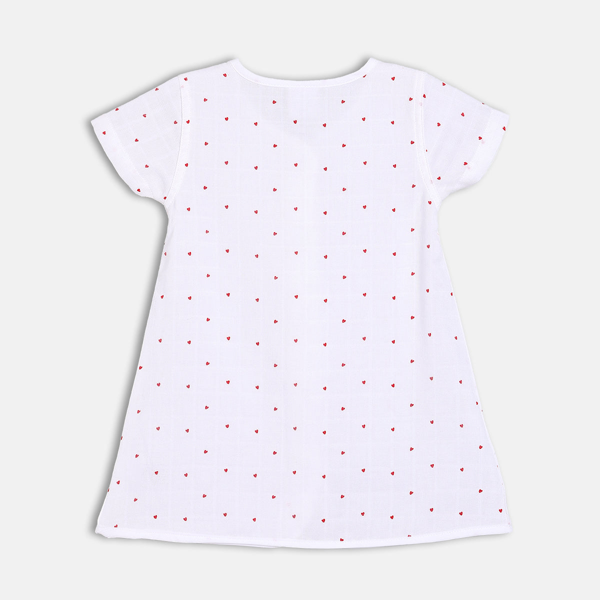 Hearts Printed Dress - Pink & White