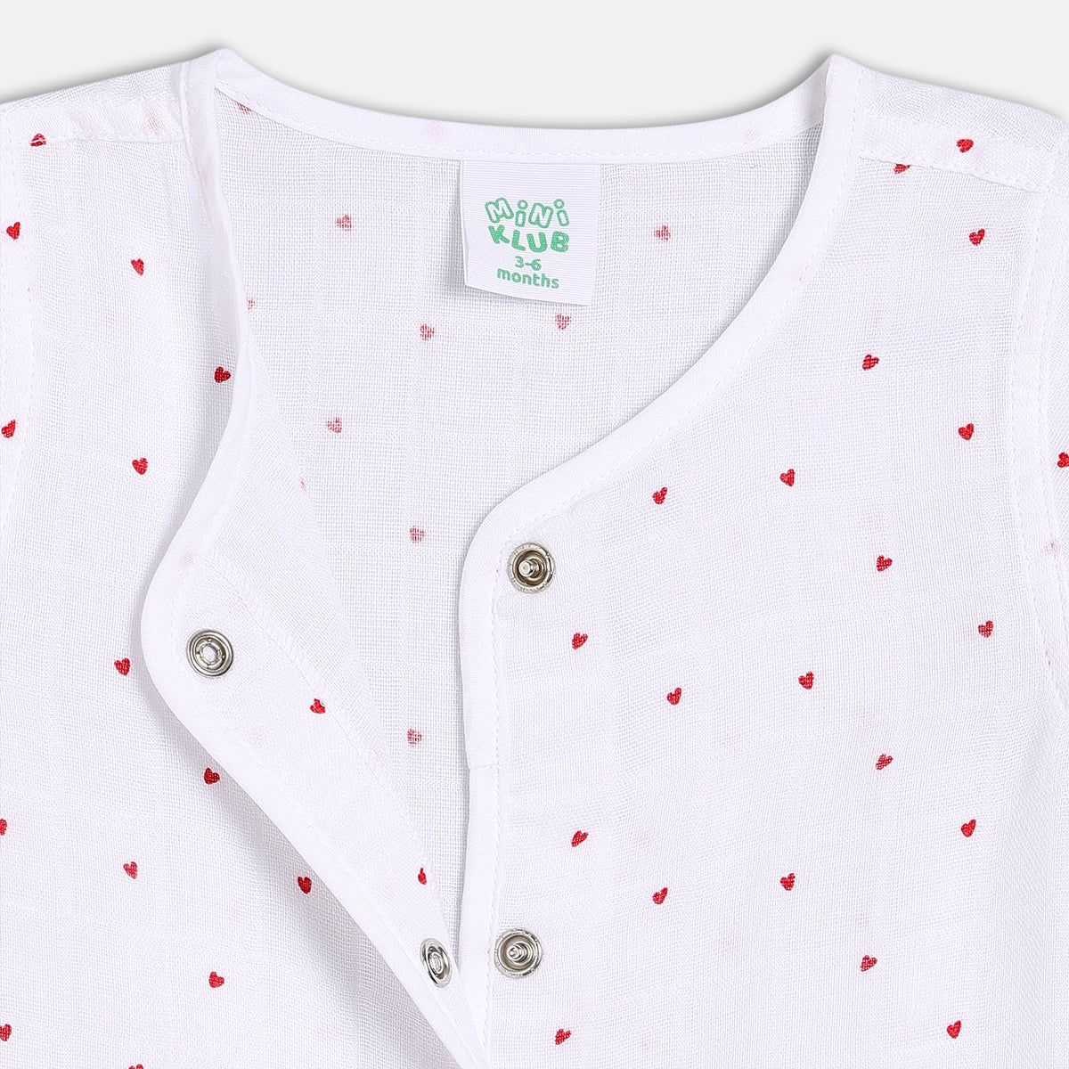 Hearts Printed Dress - Pink & White