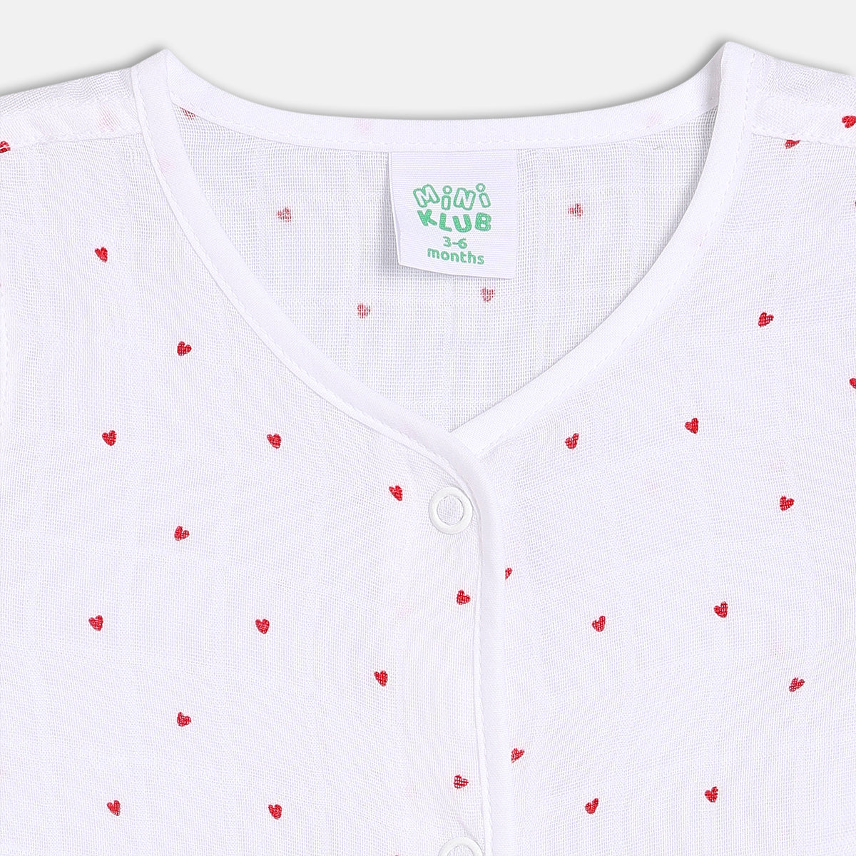 Hearts Printed Dress - Pink & White