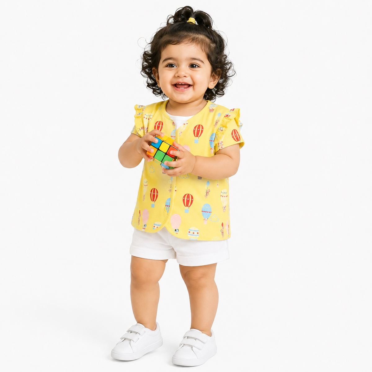 Girls Yellow/Blue Front Open Vest