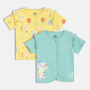 Girls Yellow/Blue Front Open Vest
