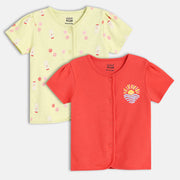 Girls Green/Red Front Open Vest