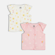 Girls Pink/White Front Open Vest