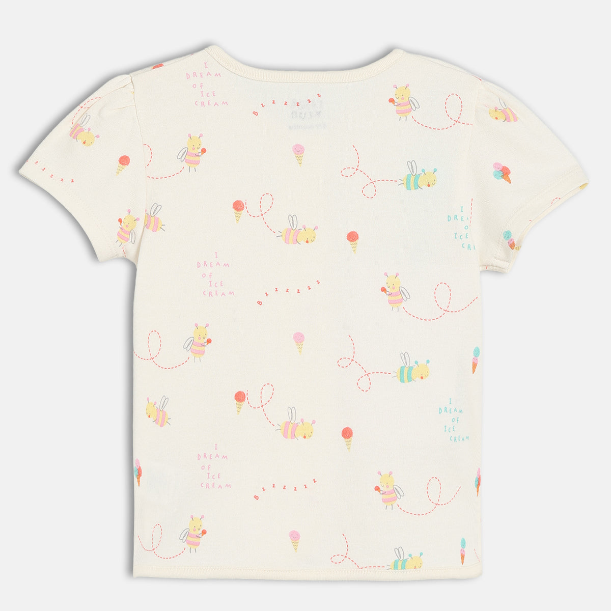 Baby Girls Bee And Ice Cream Print Front Open Vest Pack Of 2, Orange And Off White