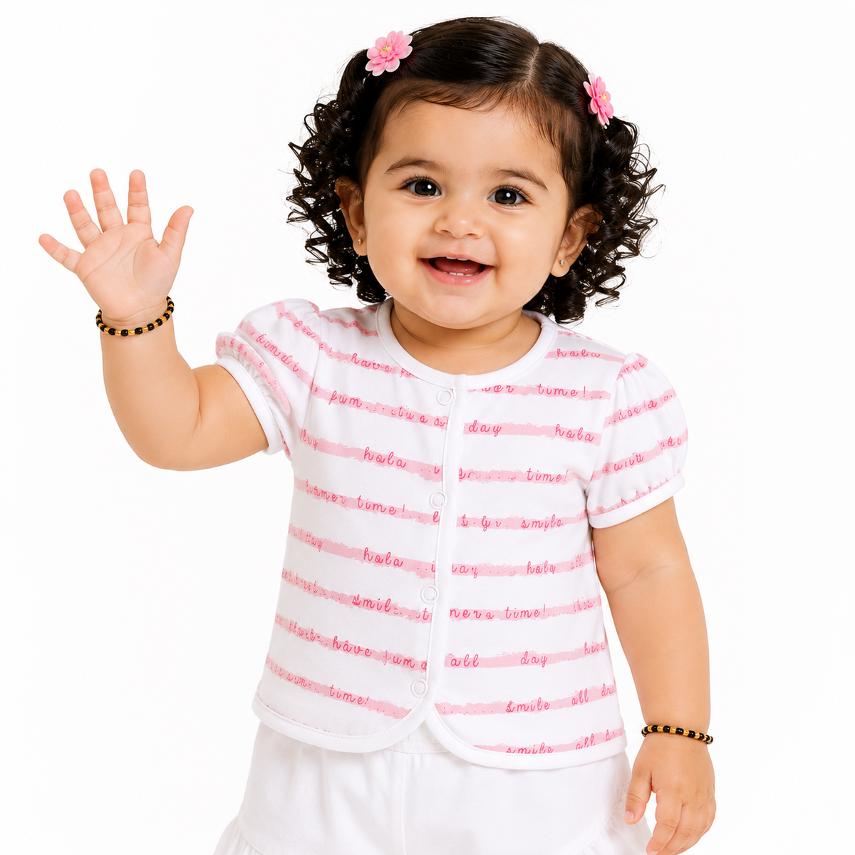 Girls White/Yellow Front Open Front Open Vest