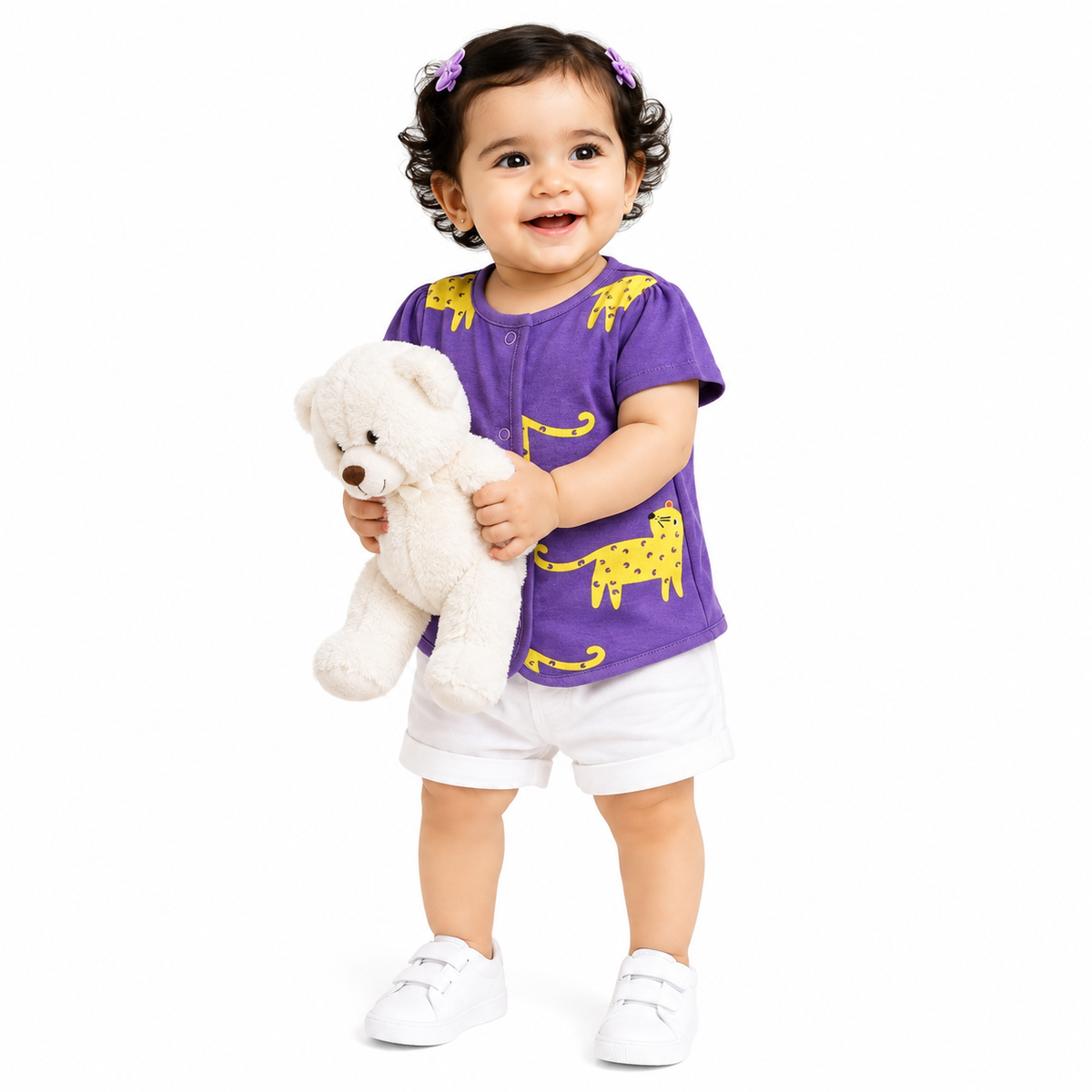 Girls White/Pink/Purple Front Open Front Open Vest