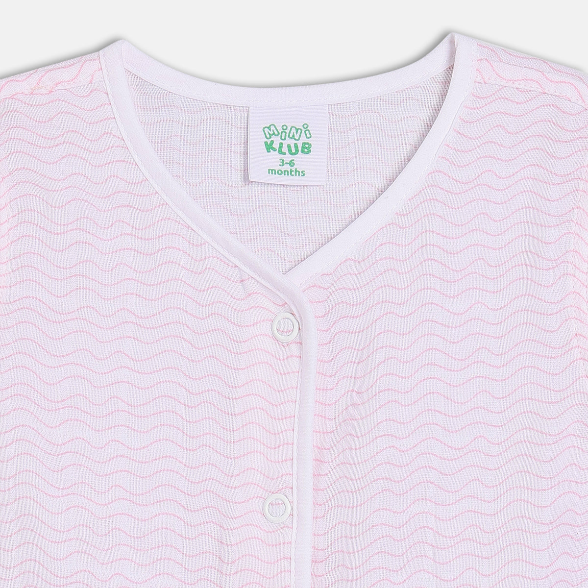 Solid & Wave Printed Front Open Vests - Pink & White