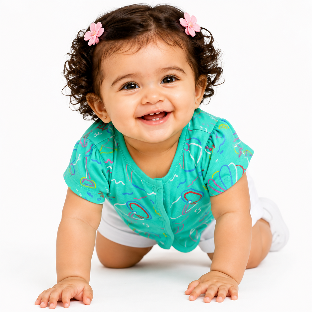 Girls Green/White Front Open Front Open Vest