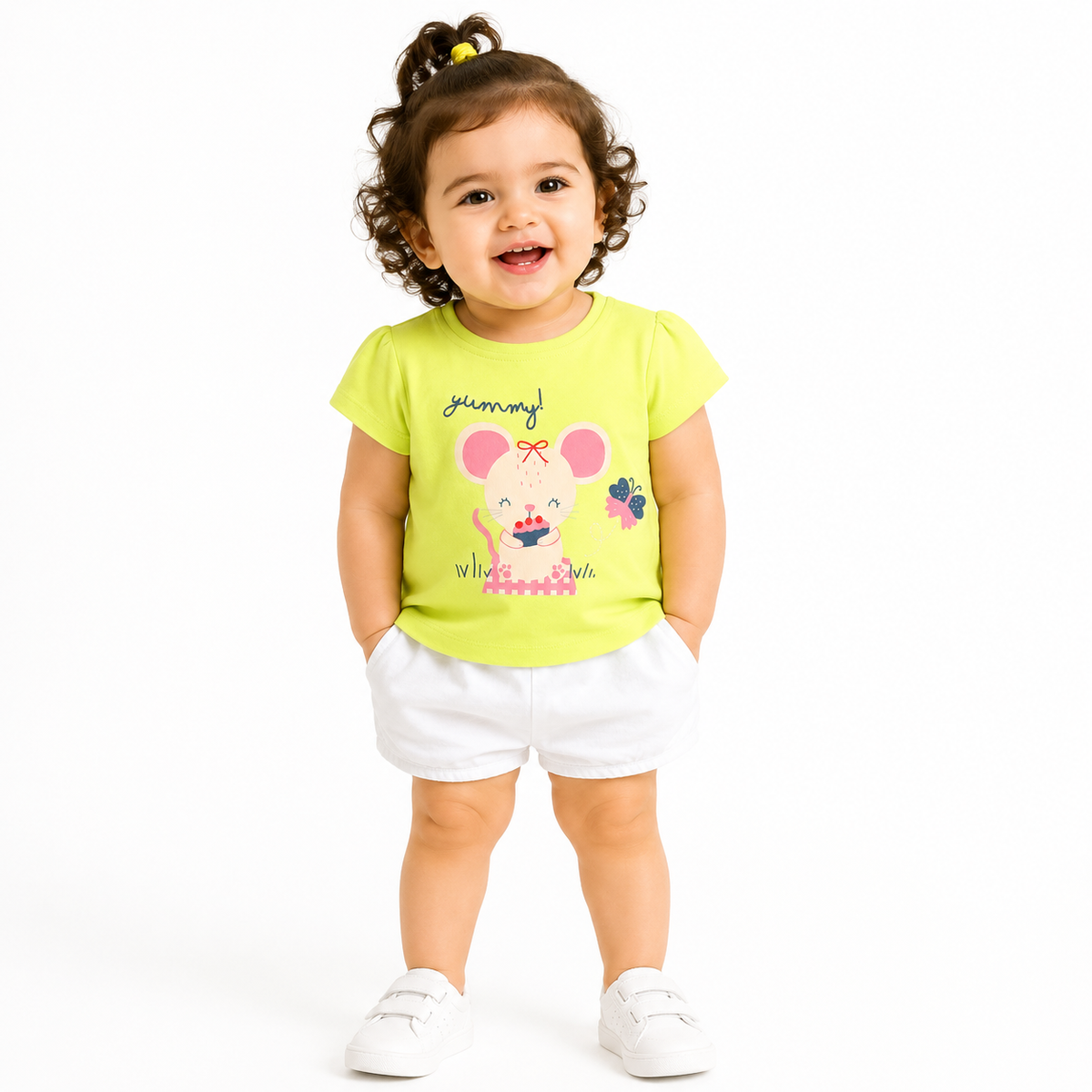 Girls Green/Pink Knit Top