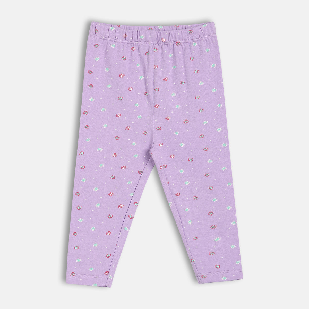 Baby Girls Printed Leggings Pack Of 2, Lavender And Cream