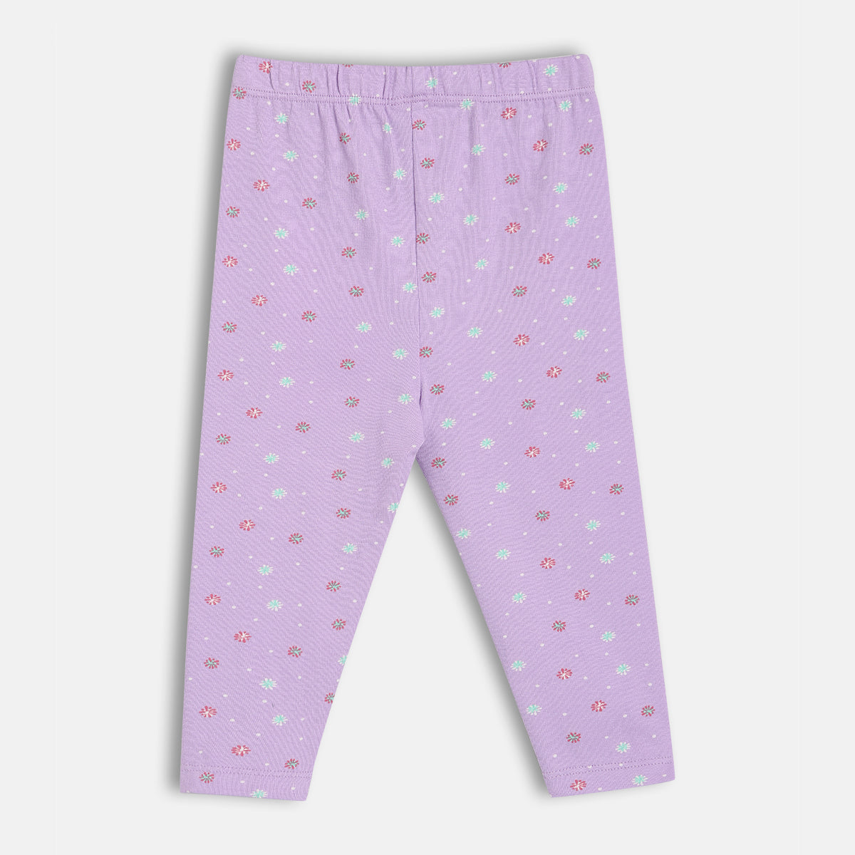 Baby Girls Printed Leggings Pack Of 2, Lavender And Cream
