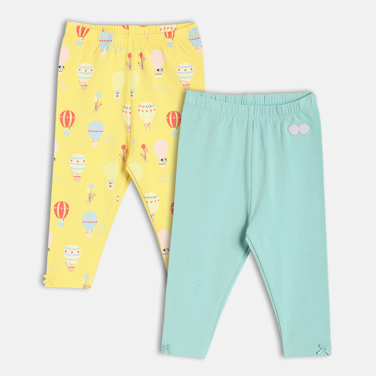 Baby Girls Balloon Print Leggings Pack Of 2, Multicolour