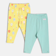 Baby Girls Balloon Print Leggings Pack Of 2, Multicolour
