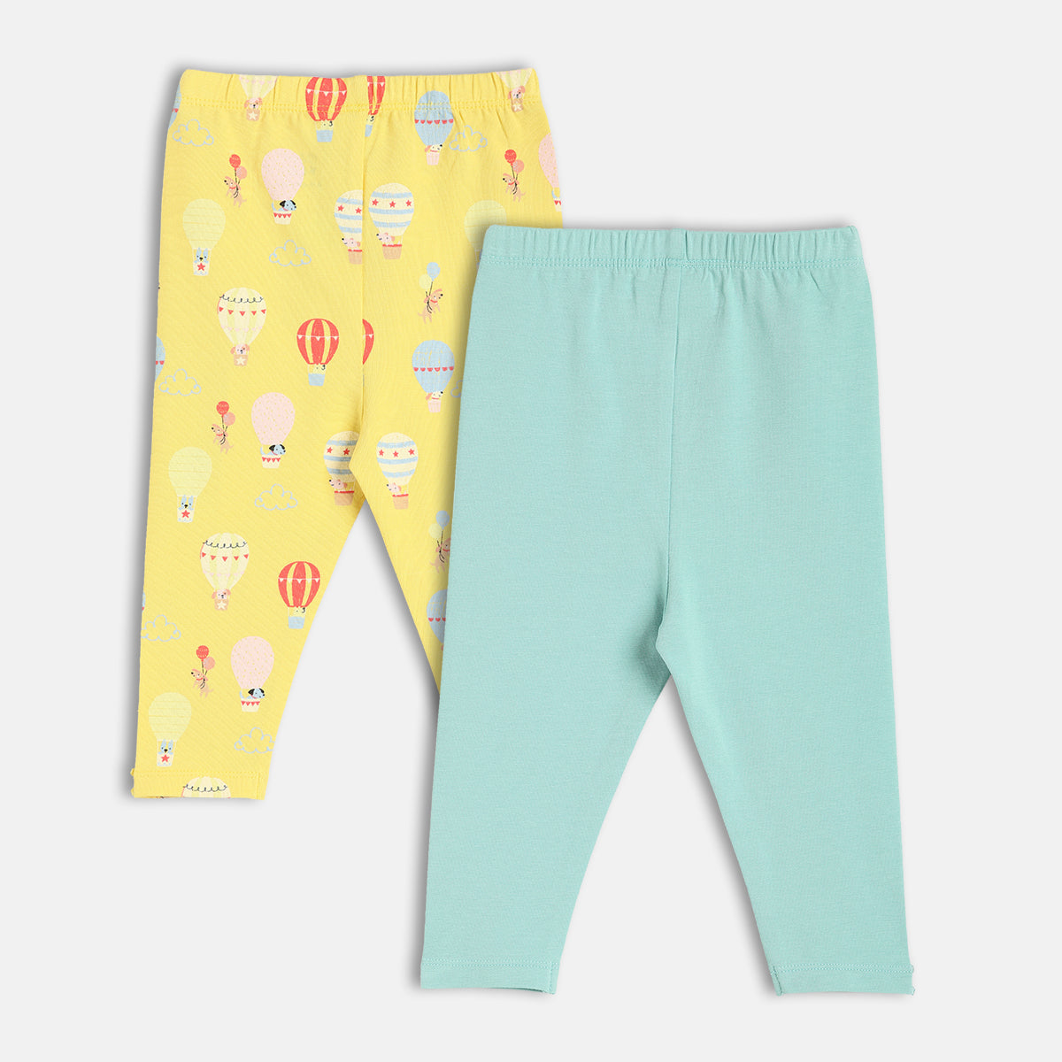 Baby Girls Balloon Print Leggings Pack Of 2, Multicolour