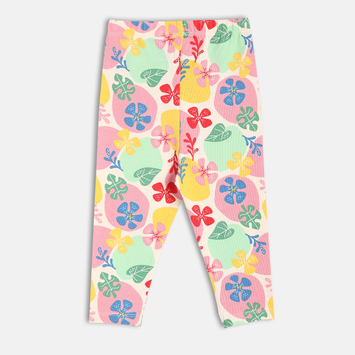 Baby Girls Kitten Applique And Floral Print Leggings Pack Of 2, Mint Green And Multicolour