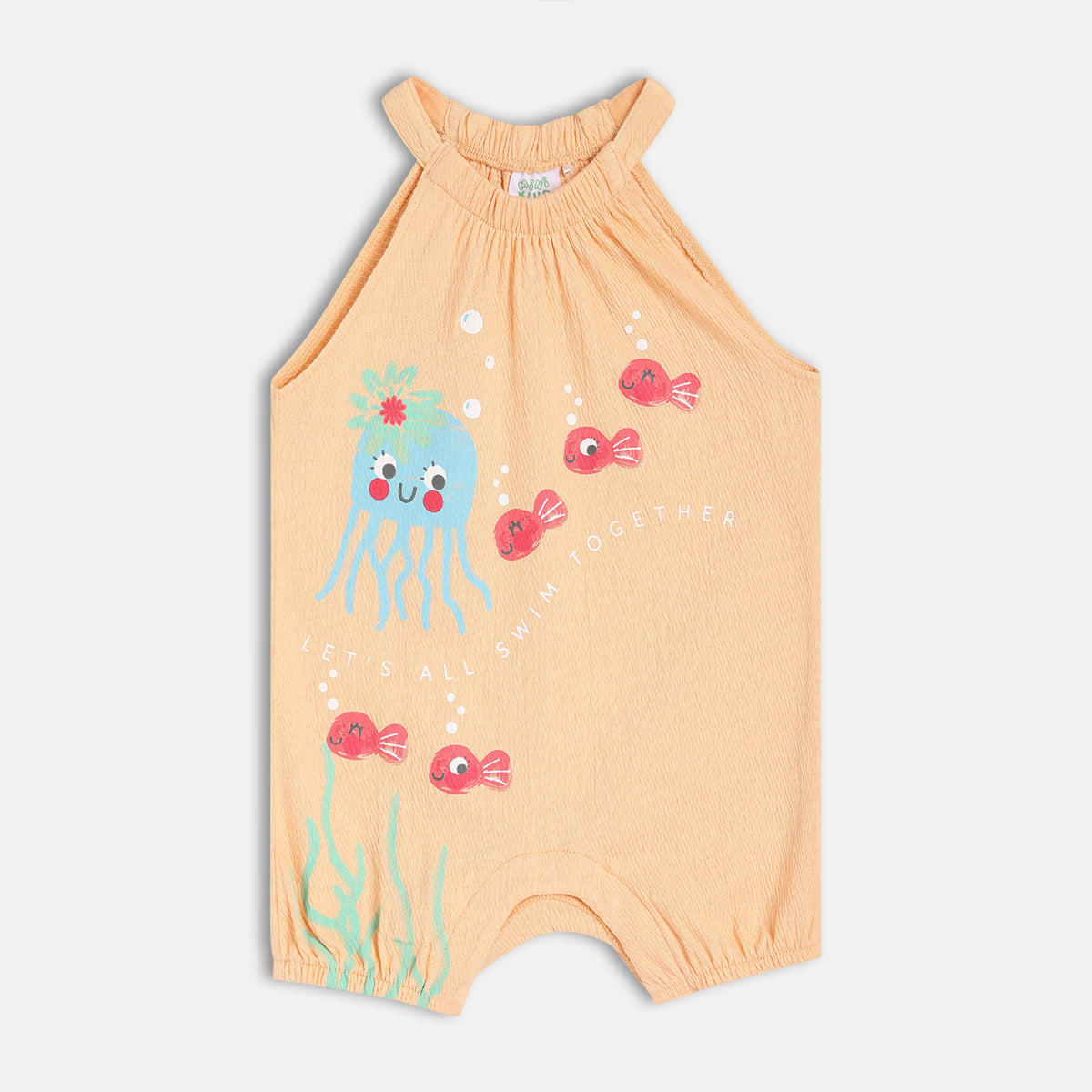 Girls Orange Sleeve Less Romper