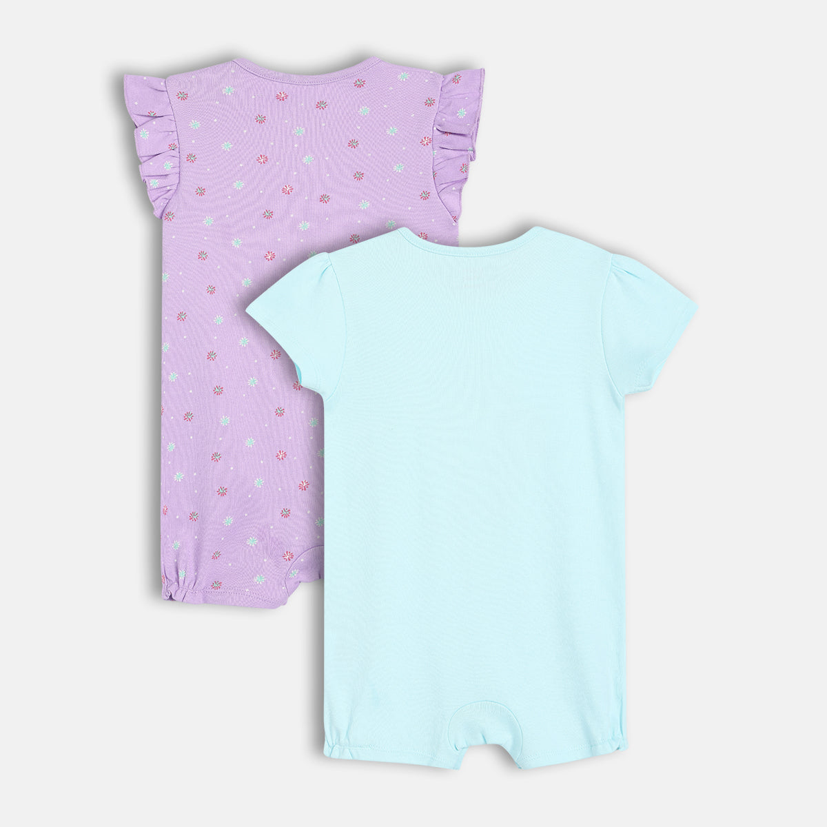 Baby Girls Seahorse Print Romper Pack Of 2, Lavender And Aqua