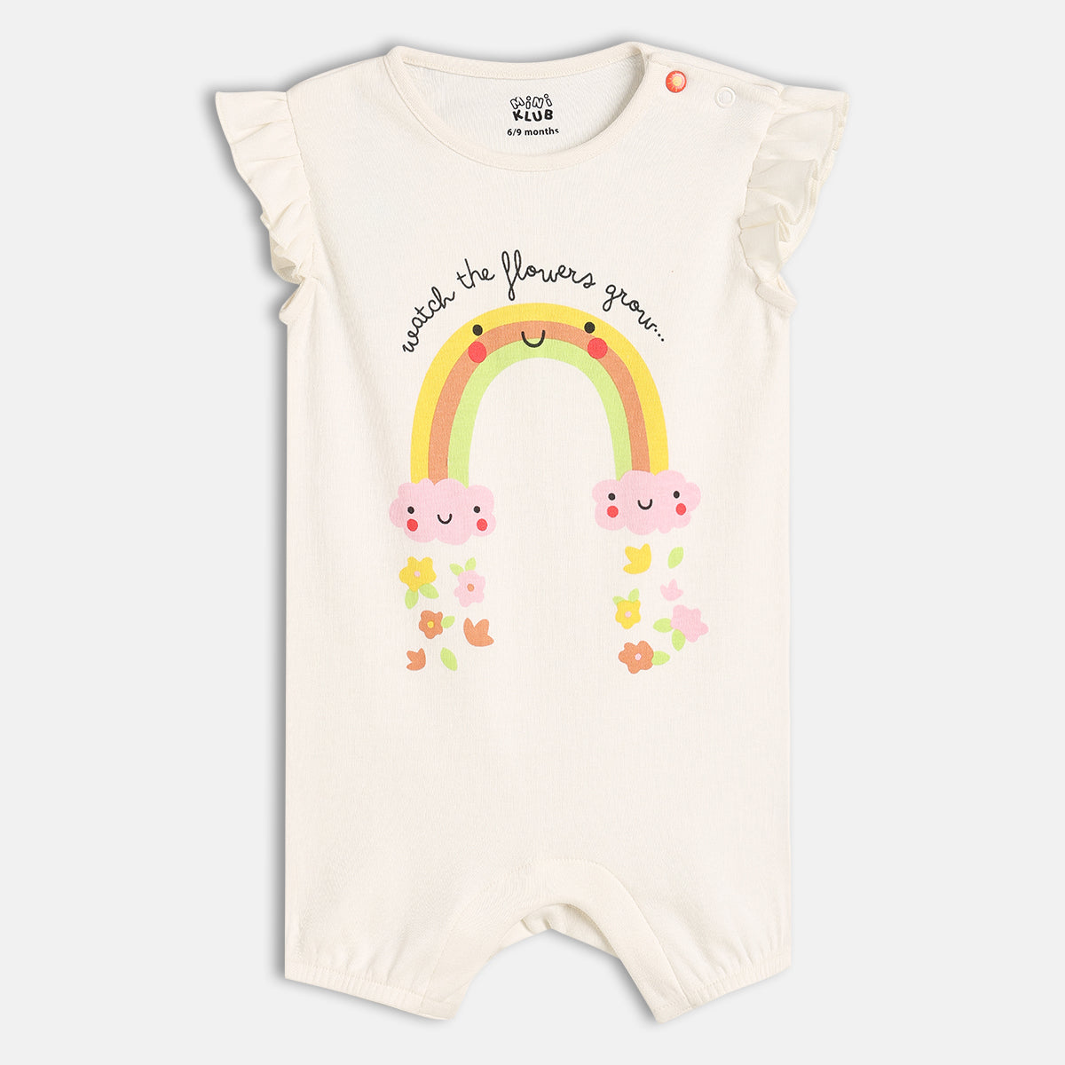 Baby Girls Rainbow And Balloon Print Rompers Pack Of 2, Multicolour