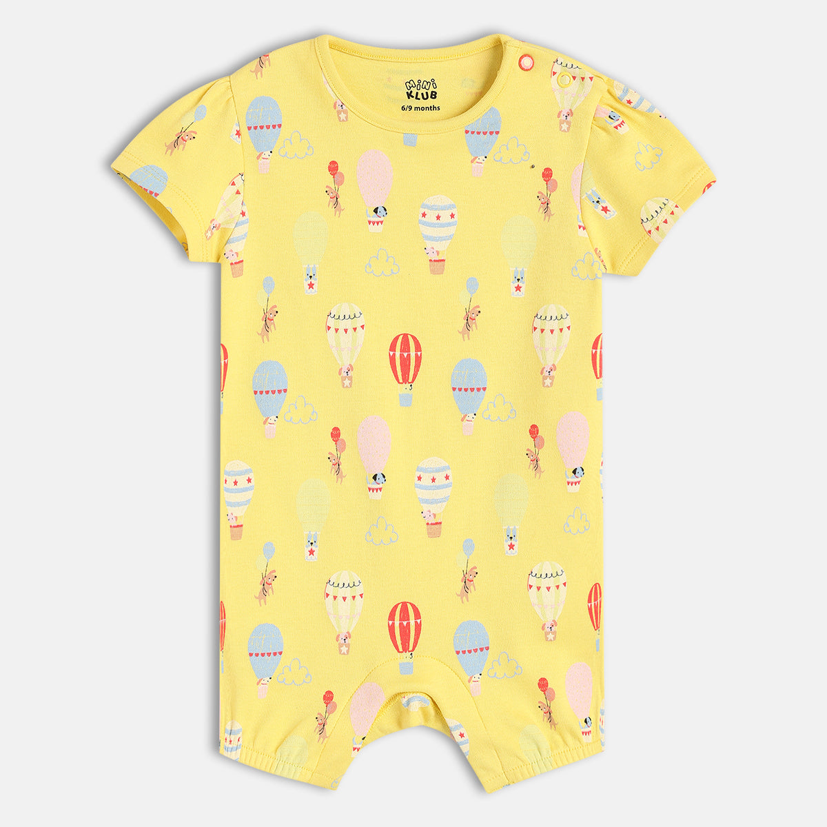 Baby Girls Rainbow And Balloon Print Rompers Pack Of 2, Multicolour