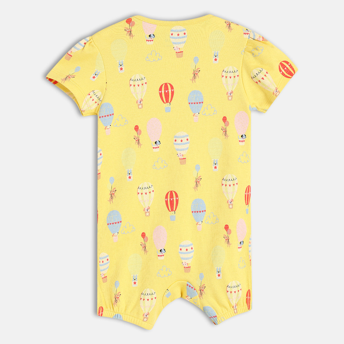 Baby Girls Rainbow And Balloon Print Rompers Pack Of 2, Multicolour