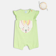 Girls Green Cap Sleeve Romper