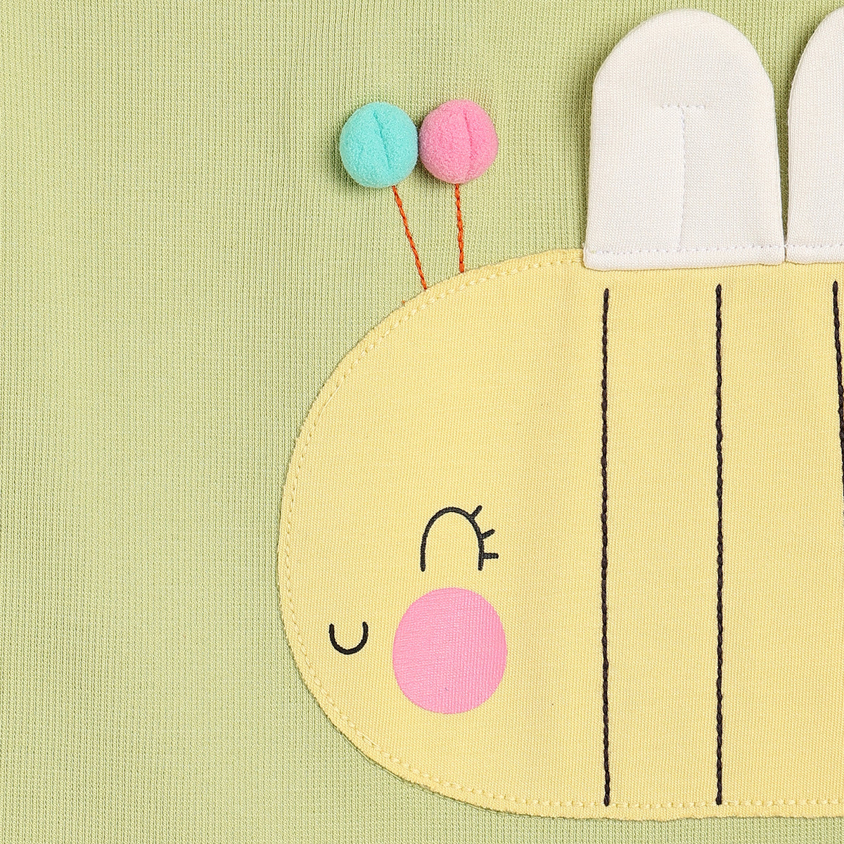 Baby Girls Cute Snail Applique Romper With Hat, Green And Yellow