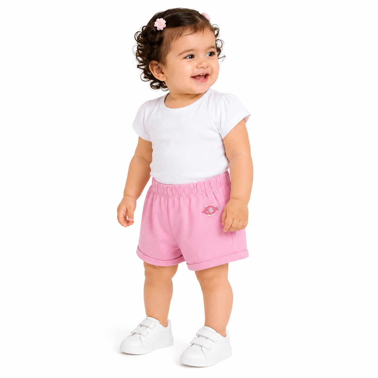 Girls Orange/Pink Elasticated Shorts