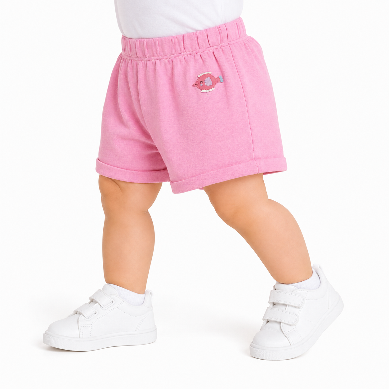 Girls Orange/Pink Elasticated Shorts