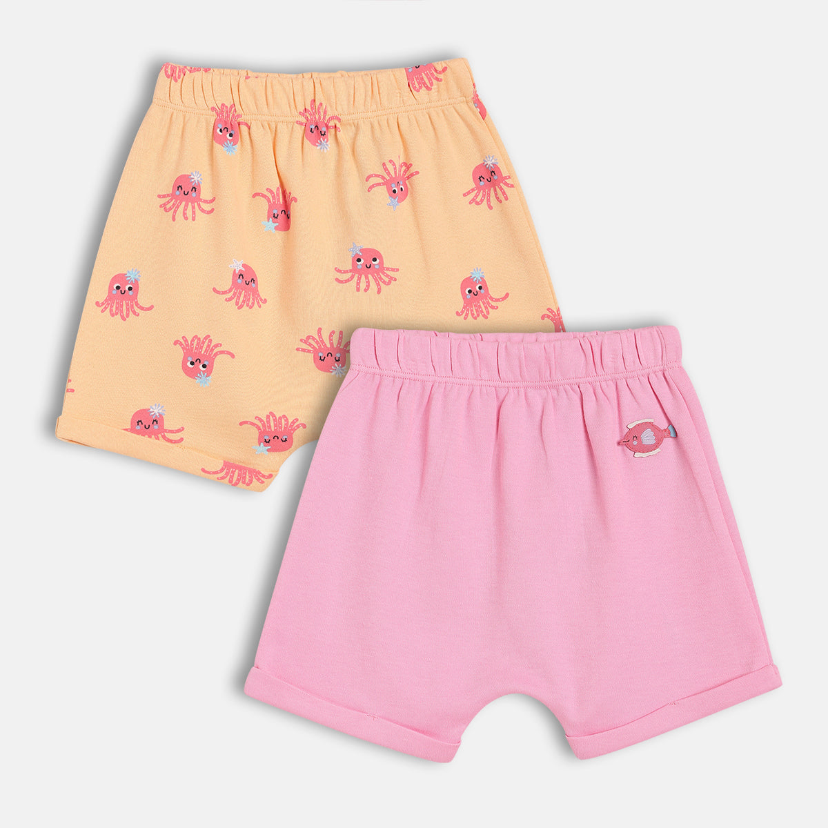 Girls Orange/Pink Elasticated Shorts