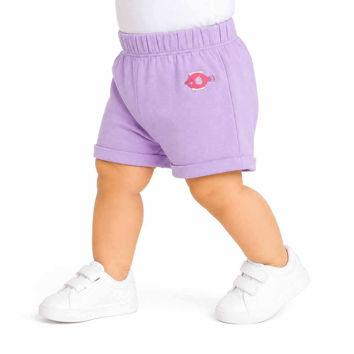 Baby Girls Pink and Lavender Cotton Shorts Pack of 2 Elasticated Waist Casual Wear
