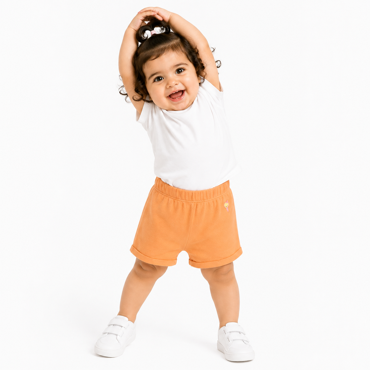 Girls White/Orange Shorts