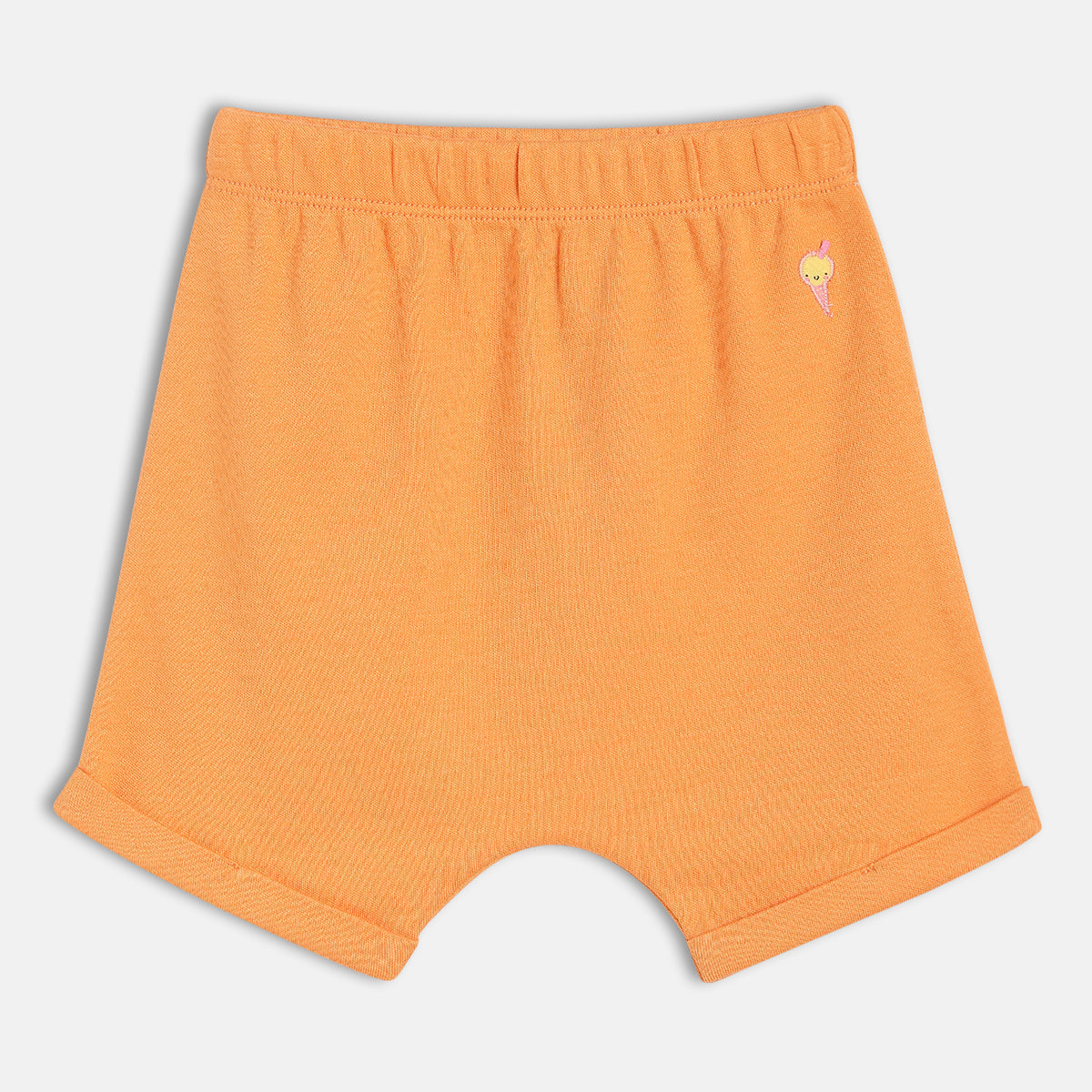 Baby Girls Bee And Ice Cream Print Shorts Pack Of 2, Orange And Off White
