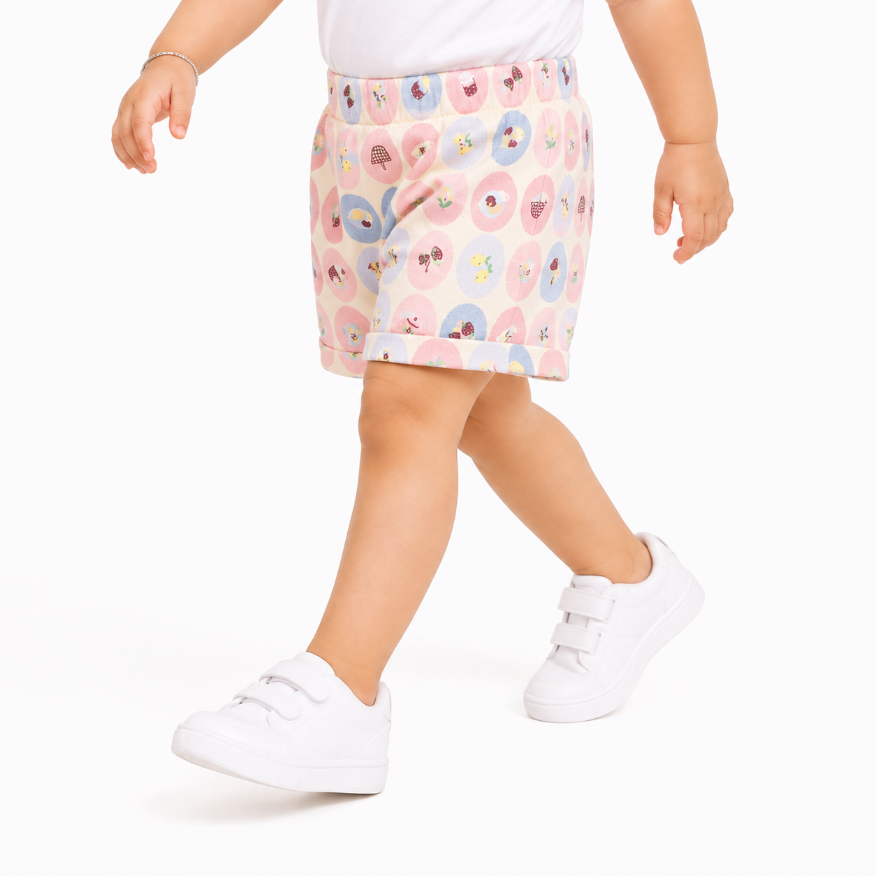 Baby Girls Coral and Cream Cotton Shorts Pack of 2 Elasticated Waist Casual Wear