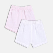 Solid & Wave Printed Shorts - Pink & White