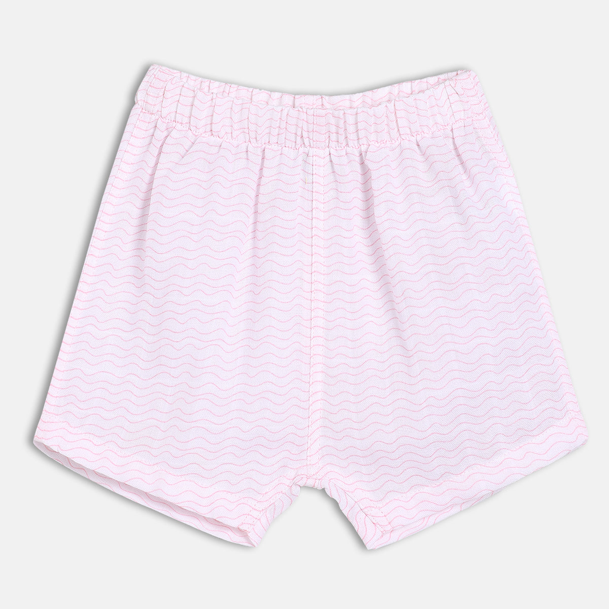 Solid & Wave Printed Shorts - Pink & White
