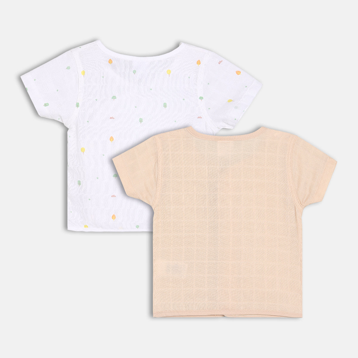 Baby Muslin Front Open Vests – White & Peach (Pack of 2)